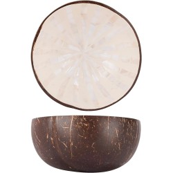 Kokosnoot Kom met Parelmoer Strepen Wit 14 cm - Noya Kokosnoot Kom met Parelmoer Strepen Wit 14 cm - Noya