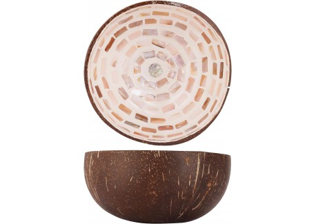 Bol en Noix de Coco Mosaïque Marron 14 cm - Noya