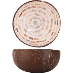 Kokosnoot Kom met Parelmoer Strepen Bruin 14 cm - Noya Kokosnoot Kom met Parelmoer Strepen Bruin 14 cm - Noya