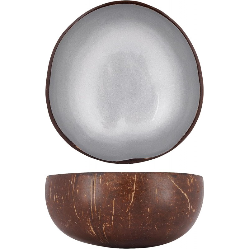 Bol en Noix de Coco Gris Argent Métallique 14 cm  - Noya
