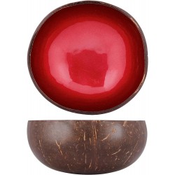 Bol en Noix de Coco Rouge Métallique 14 cm - Noya Bol en Noix de Coco Rouge Métallique 14 cm - Noya