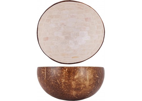 Bol en Noix de Coco Mosaïque Blanche 14 cm  - Noya