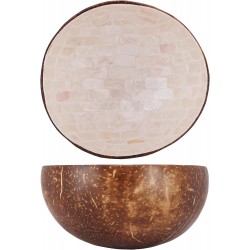 Kokosnoot Kom met Parelmoer Mosaic Wit 14 cm - Noya Kokosnoot Kom met Parelmoer Mosaic Wit 14 cm - Noya