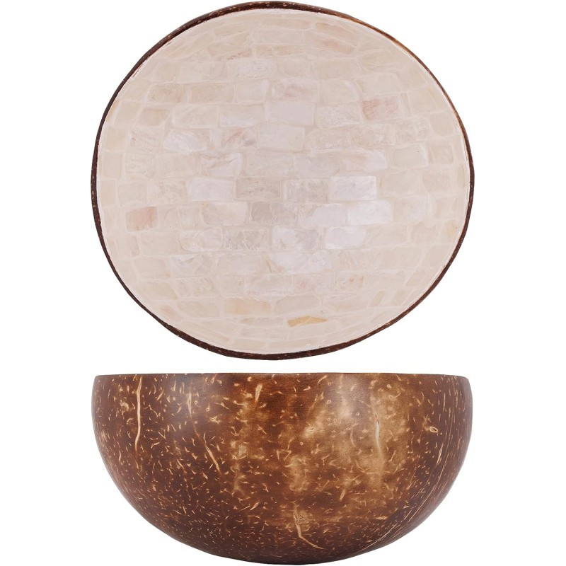Bol en Noix de Coco Mosaïque Blanche 14 cm  - Noya