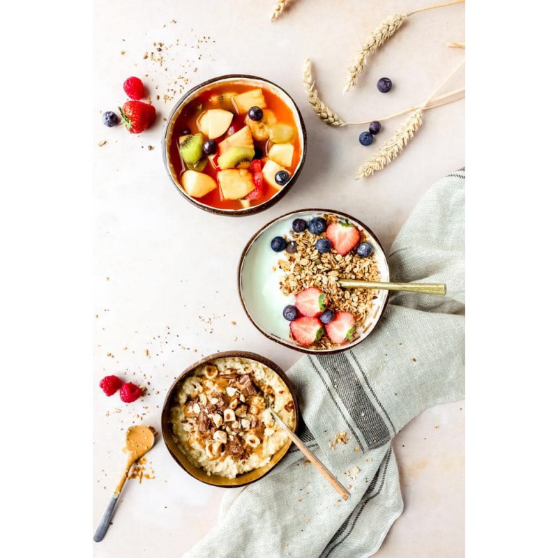 Bol en Noix de Coco Mosaïque Blanche 14 cm  - Noya