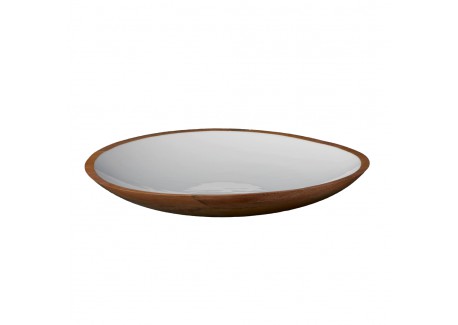 Plat de Service en Bois de Manguier et Résine Blanche 26,5x5,5 cm - Be Home