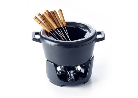 Nori Service à Fondue Fonte Emaillée Noir Mat 2 L - Beka Cookware