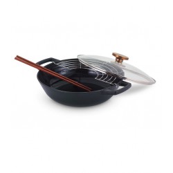 Nori Wok Gietijzer met Deksel 30 cm zwart - Beka Cookware Nori Wok Gietijzer met Deksel 30 cm zwart - Beka Cookware