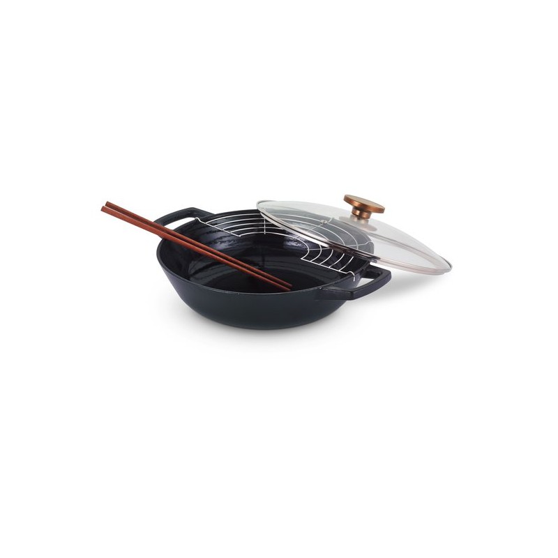 Nori Wok Fonte avec Couvercle 30 cm noir  - Beka Cookware