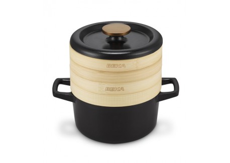Nori Ronde Gietijzeren Braadpan 2 L met Stoommandjes Zwart (20 cm) - Beka Cookware