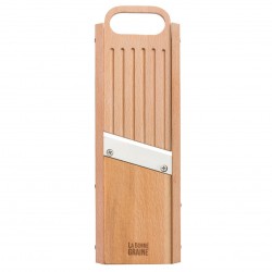 Ancienne mandoline de cuisine en bois et fer double lame