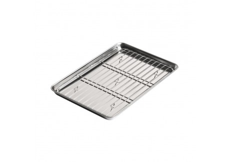 Japans Serveerbord met RVS Rooster 21,5x15 cm - Le Tellier