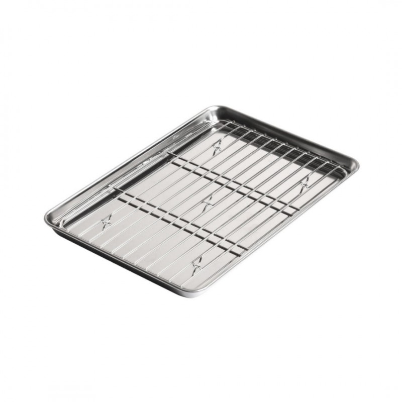 Le Tellier Plaque à Dresser Japonaise avec Grille en Inox 21,5x15 cm