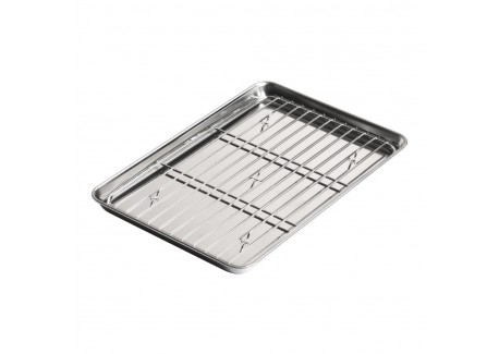 Plaque à Dresser Japonaise avec Grille en Inox 25,6x17,6 cm - Le Tellier