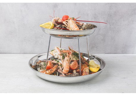 Assiette Ronde En Acier Inoxydable Pour BBQ - Multifonction (fruits De Mer, Apéritifs) - Design Chic 17.7x17.7cm - Drainage D'huile - 11