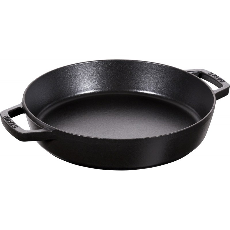 STAUB Poêle en Fonte à Double Poignée, Ronde, Ø 26 cm, Noir Mat