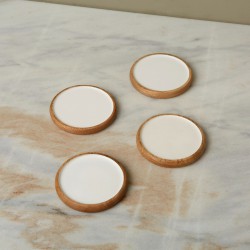 Sous Verre Ronds Bois de Manguier et Résine Blanche 4 pcs - Be Home Sous Verre Ronds Bois de Manguier et Résine Blanche 4 pcs - Be Home
