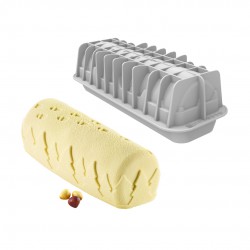 3D Siliconen Bakvorm Snowy Kerstlog - Silikomart 3D Siliconen Bakvorm Snowy Kerstlog - Silikomart