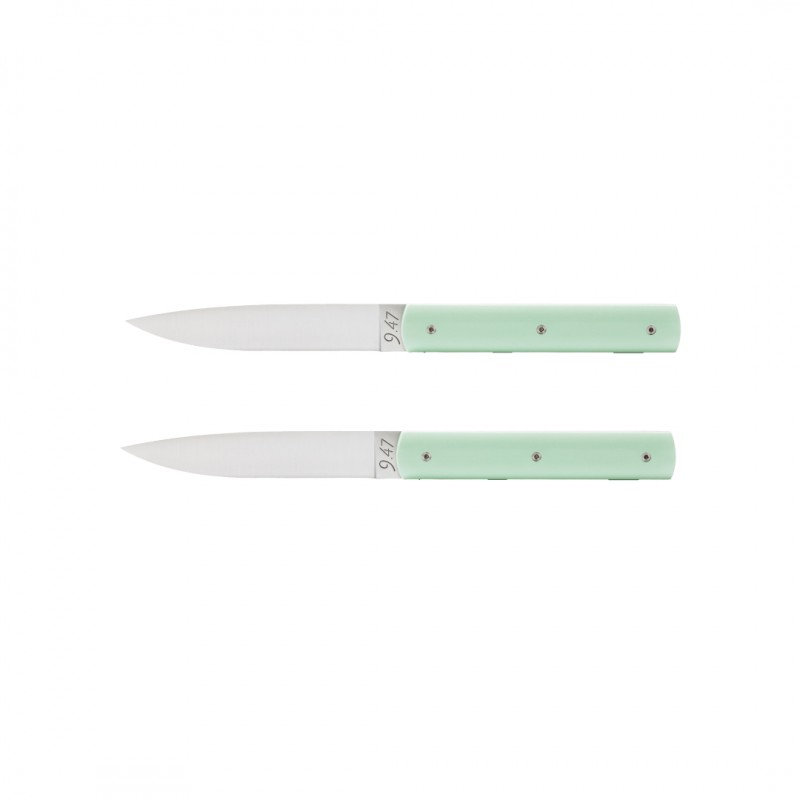 9.47 Coffret Couteaux de Table Vert Pistache 2 pcs - Perceval