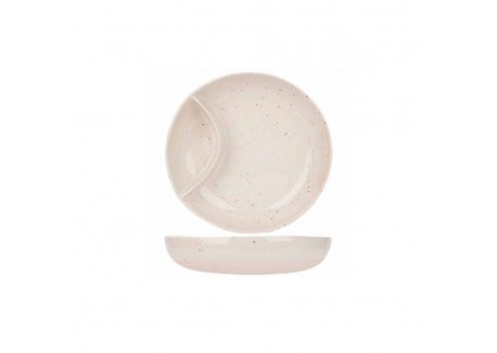 Quartz Amuse Plat de Service Compartimenté Crème Moucheté 27 cm  - Cosy Trendy