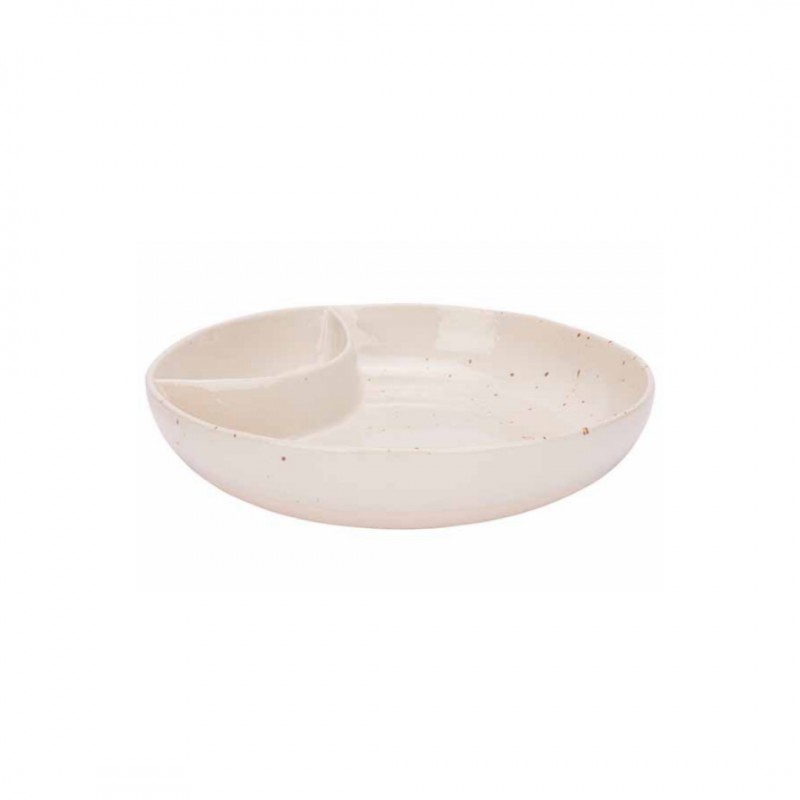 Quartz Amuse Plat de Service Compartimenté Crème Moucheté 27 cm - Cosy Trendy