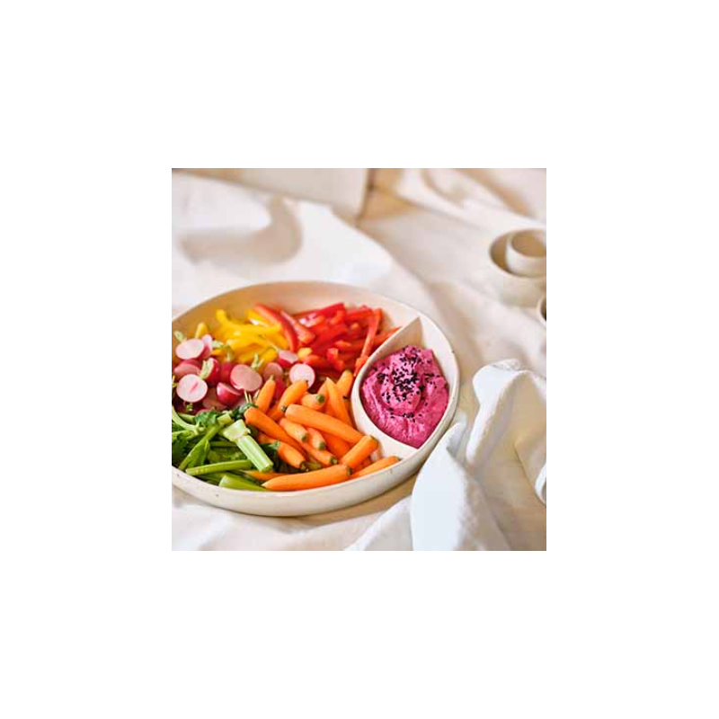 Quartz Amuse Plat de Service Compartimenté Crème Moucheté 27 cm - Cosy Trendy