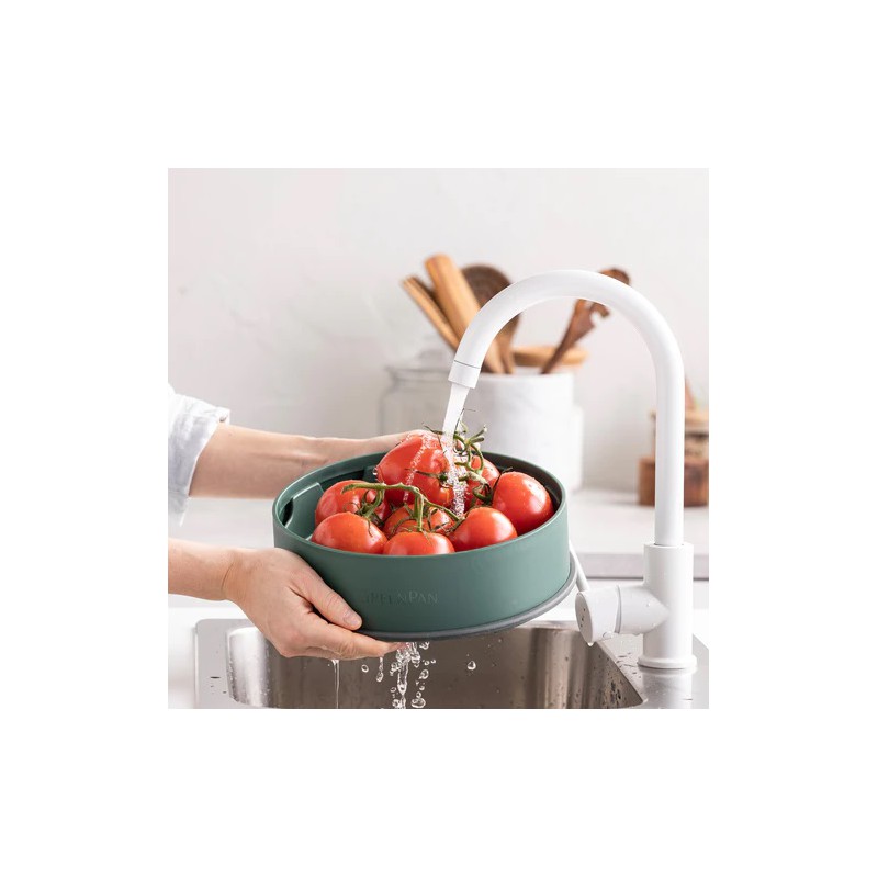 Steamy Panier Vapeur Empilable en Silicone 24 cm Vert - Greenpan