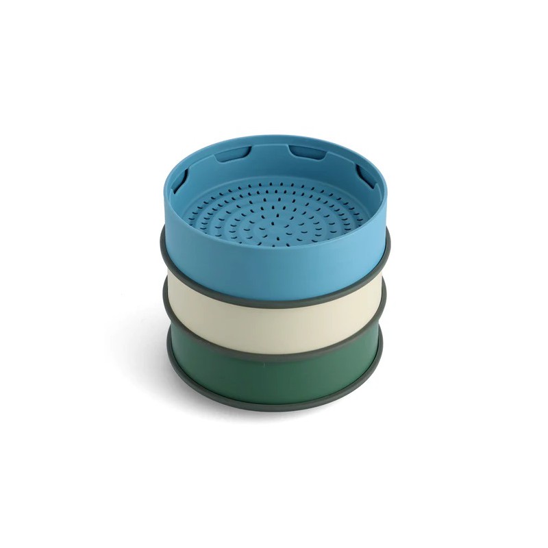 Steamy Panier Vapeur Empilable en Silicone 24 cm Bleu - Greenpan