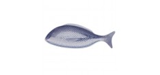 Plat de Service Poisson Bleu L 40x14 cm 