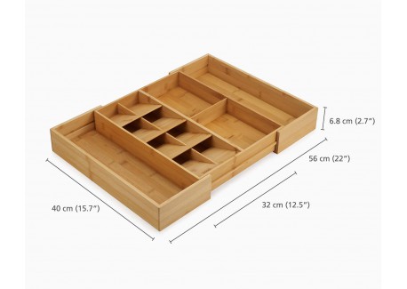 Range-couverts Extensible En Bambou Kesper 17085 - De 35 à 58 Cm - 6 à 8 Compartiments