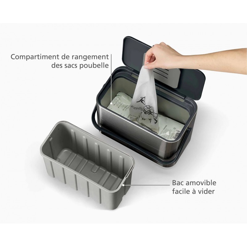 Collect Bac Composteur de Cuisine Inox avec Filtre 4 L - Joseph Joseph