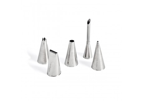 Set van 5 geassorteerde RVS gebakspuitmonden - De Buyer