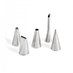 Set van 5 geassorteerde RVS gebakspuitmonden - De Buyer Set van 5 geassorteerde RVS gebakspuitmonden - De Buyer