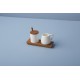Pot à Lait et Sucrier en Céramique Blanc + Plateau en Bois  - Be Home