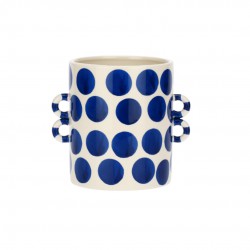 Witte keramische Spatelpot met blauwe stippen - Rituali Domestici