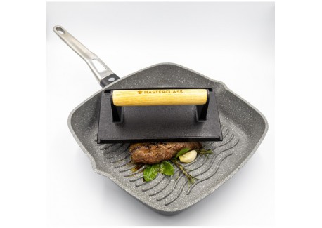 Küchenprofi BBQ Press 18 x 7.5 cm 1 kg Cast Iron Press Rosewood Handle Meat Weights for Steak Bacon Cutlets Bacon Press