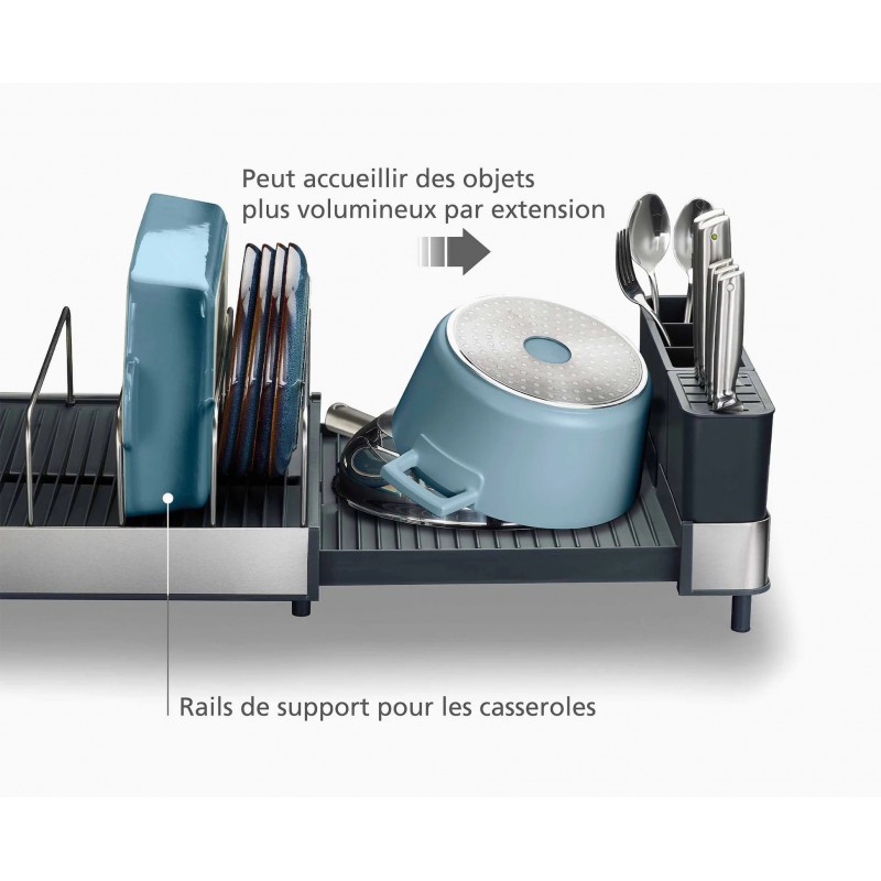 Extend Max Steel Egouttoir à Vaisselle Extensible Inox Grande Capacité - Joseph Joseph