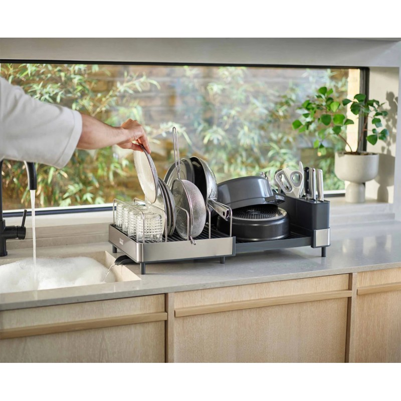 Extend Max Steel Egouttoir à Vaisselle Extensible Inox Grande Capacité - Joseph Joseph