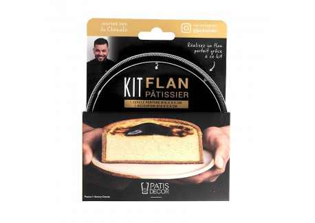 Kit Flan Pâtissier Ju Chamalo Cercle Perforé 16 cm + Cercle Découpoir Inox  - Patisdécor