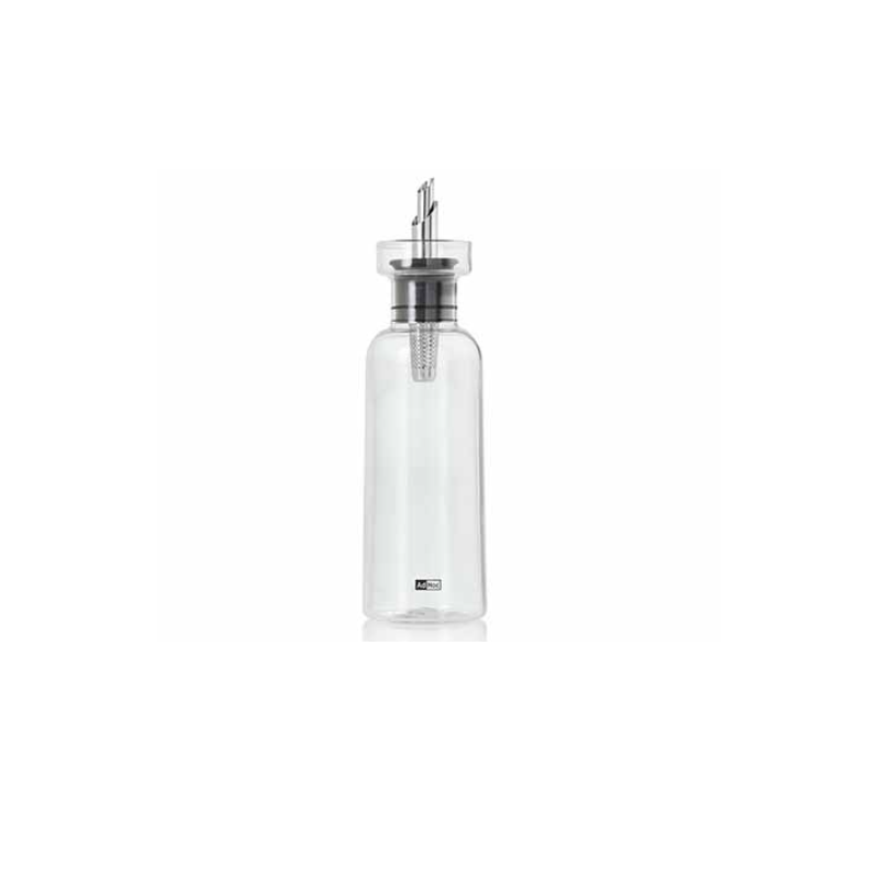 AromaPour Bouteille en Verre Huile ou Vinaigre Bec Verseur Inox 300 ml - Ad Hoc