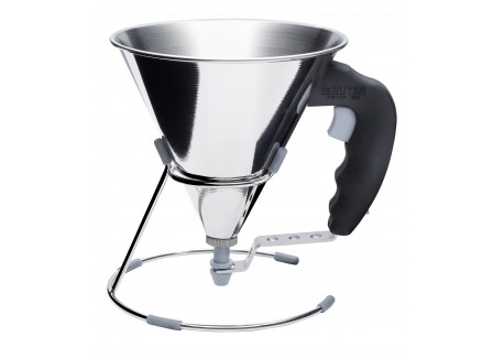 Kwik Entonnoir Doseur à Piston 0,8L en Inox avec Poignée et Pied - De Buyer