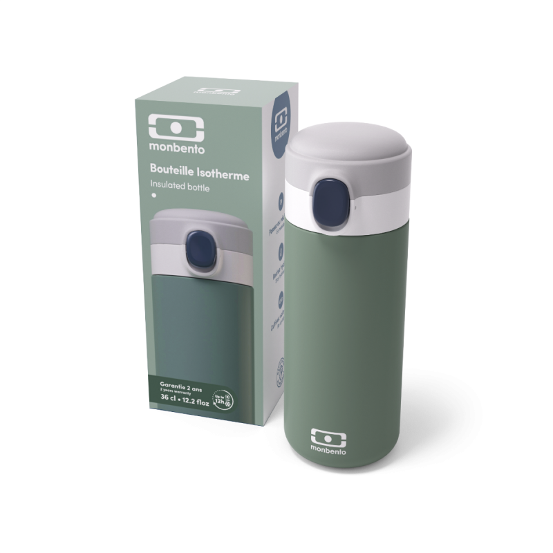 Pop Gourde Isotherme Vert Natural Inox 360 ml - MonBento