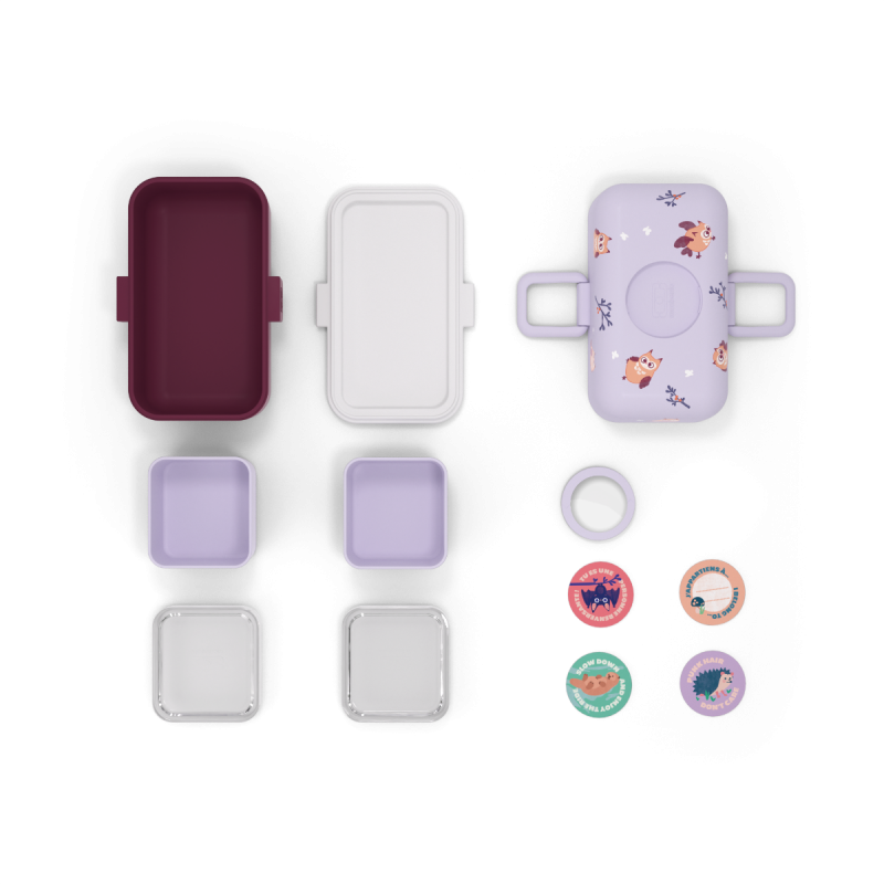 Tresor Bento LunchBox Kids Mauve Owly 800 ml - MonBento