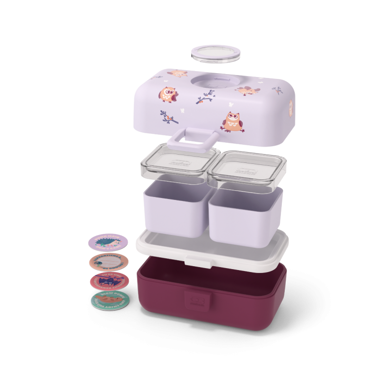 Tresor Bento LunchBox Kids Mauve Owly 800 ml - MonBento