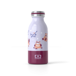 Cooly Bouteille Isotherme Kids Mauve Owly Inox 350 ml  - MonBento Cooly Bouteille Isotherme Kids Mauve Owly Inox 350 ml  - MonBento