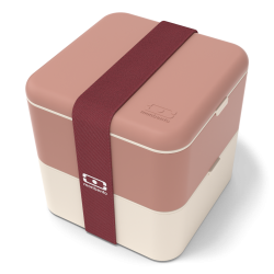 Square Bento LunchBox Rose Moka Made in France 1,7 L  - MonBento Square Bento LunchBox Rose Moka Made in France 1,7 L  - MonBento