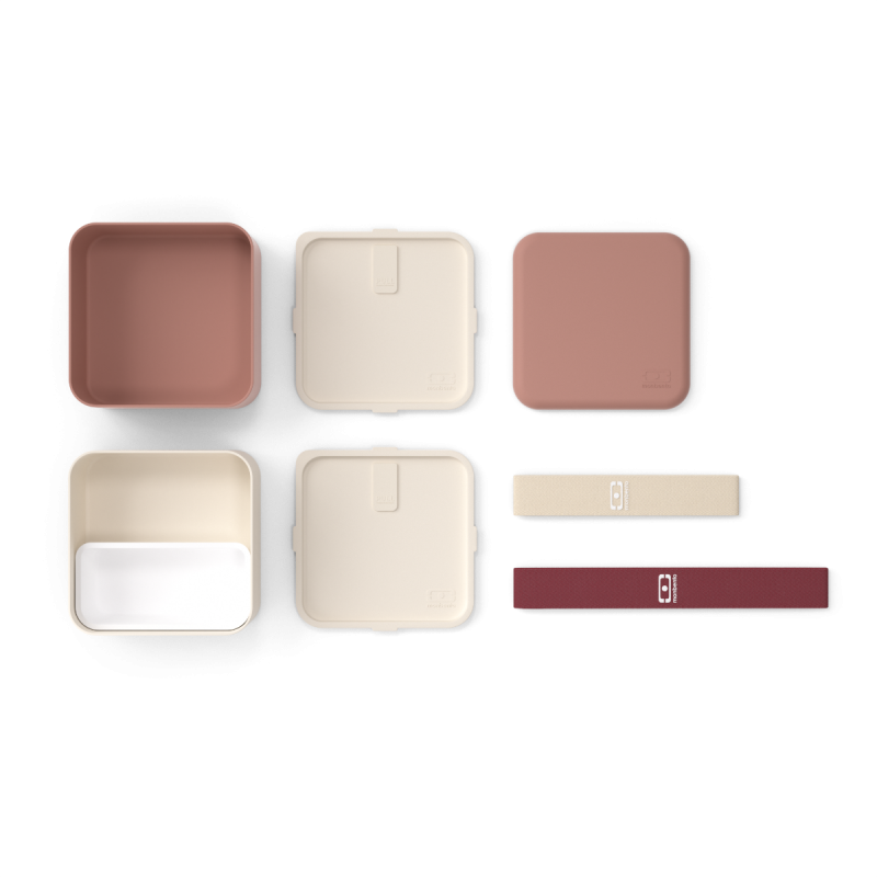 Square Bento LunchBox Rose Moka Made in France 1,7 L - MonBento