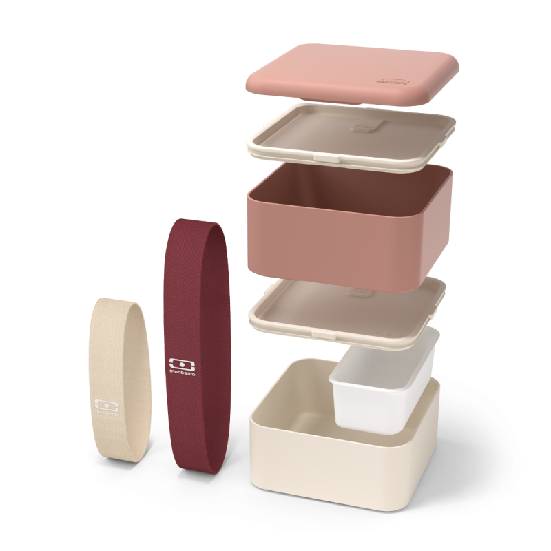 Square Bento LunchBox Rose Moka Made in France 1,7 L - MonBento