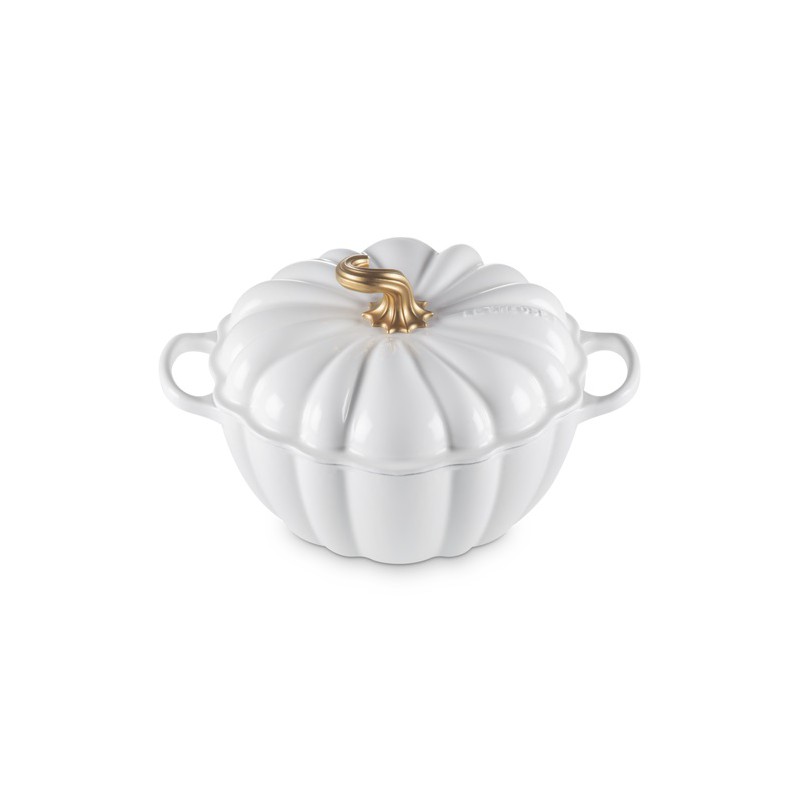 Gietijzeren Cocotte Pompoen 3,7 L Wit Gold (24 cm) - Le Creuset