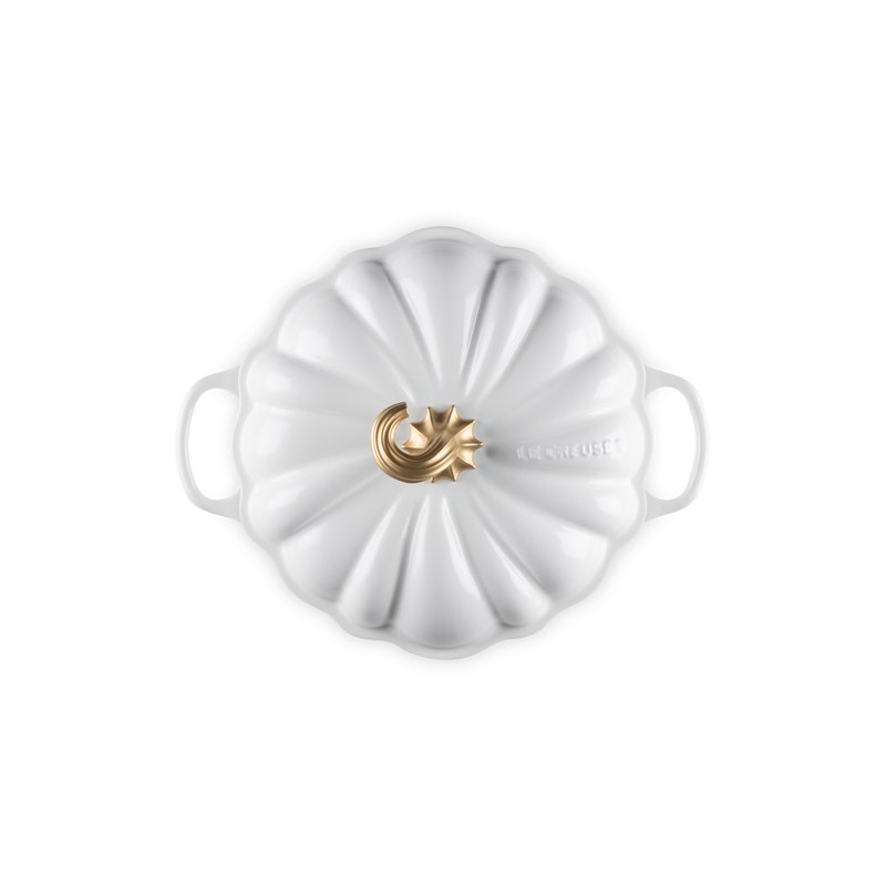 Gietijzeren Cocotte Pompoen 3,7 L Wit Gold (24 cm) - Le Creuset